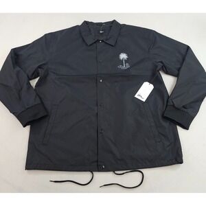 Imperial Motion Chill Seeker Jacket Mens XL Black Palm Tree Pockets Snap Front